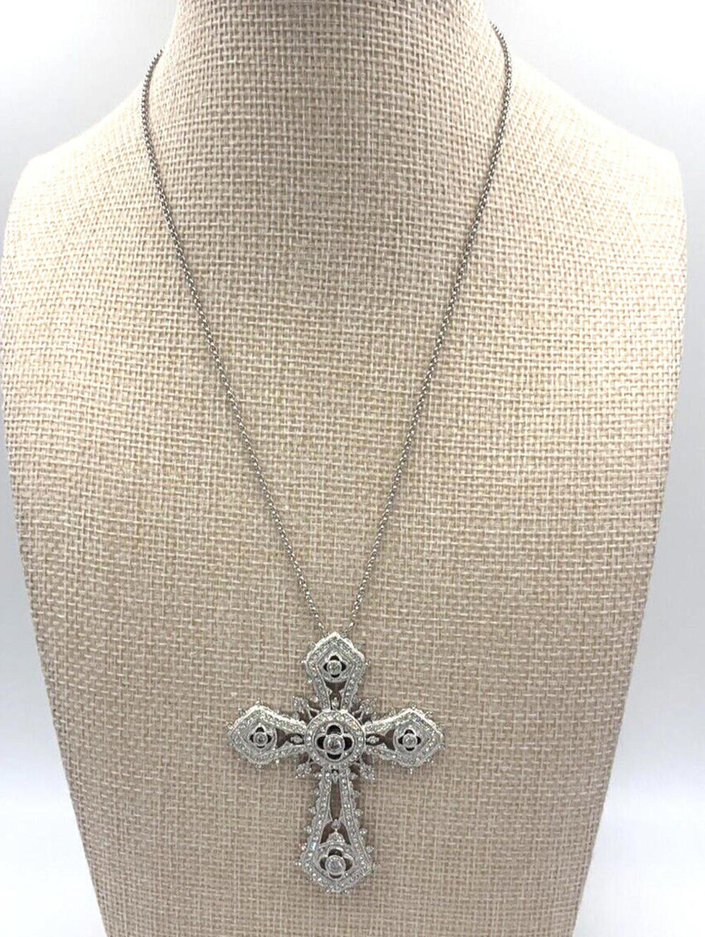 QVC Nadri Pave CZ Silver Tone Cross Limited Edition Necklace